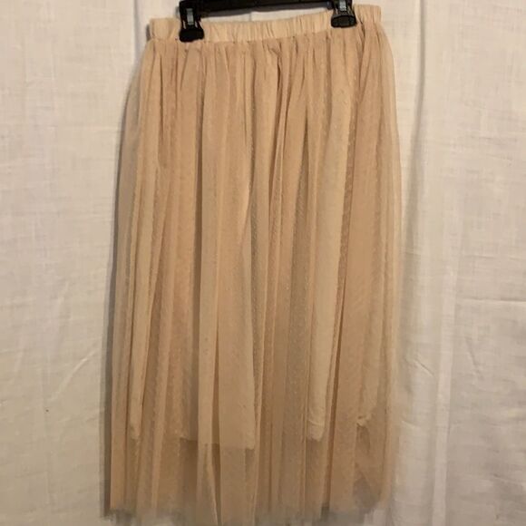 KyeMi Small NWT cream skirt.  Sheer cover over lining. - Picture 2 of 8